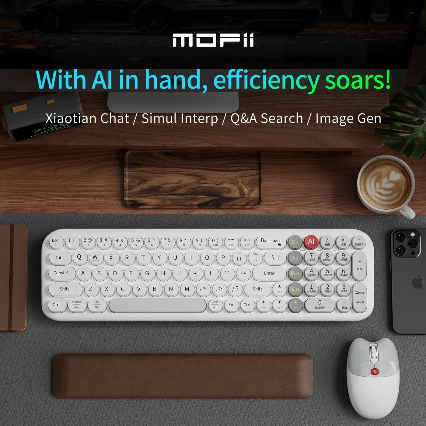MK001 AI 2.4G Wireless BT Charging Keyboard Mouse Device